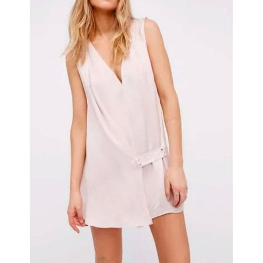 Free People Satin V-Neck Mini Bohemian Loose Fit Dress/Tunic Women's XS